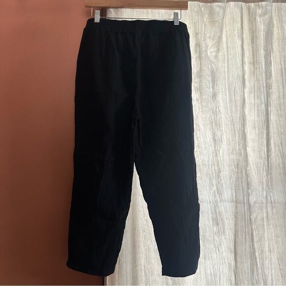 Mododoc Relaxed Fit Cropped Pants Gauze Lightweight Elastic Waist Black NWT Sz S - Picture 7 of 9